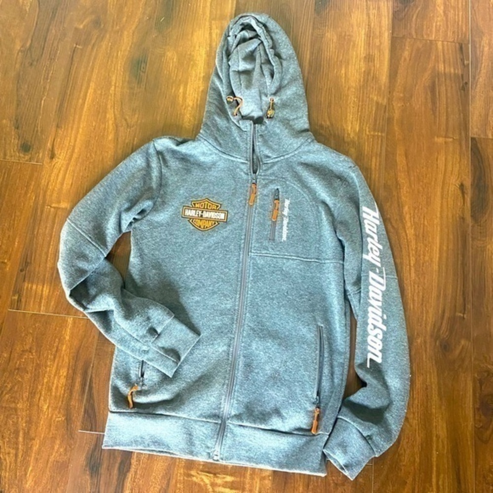 Harley Davidison By Siimhwrss Full Zip Medium Jacket Gray Hooded Medium